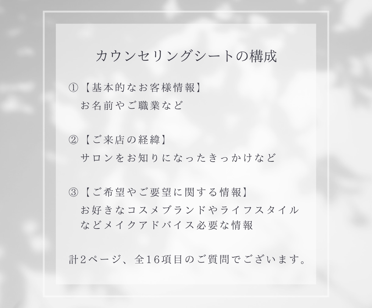 メイクレッスン用のカウンセリングシート販売します アドバイザーさん・イメコンさん向け❤︎ イメージ3