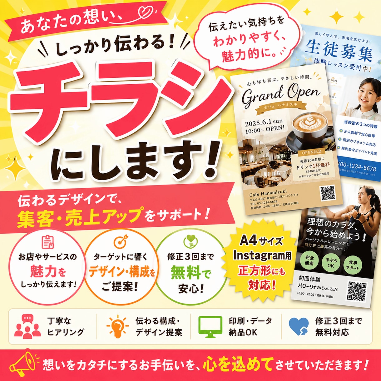 あなたの想いをチラシにします お店紹介・イベント告知・自己紹介をわかりやすくデザイン イメージ1
