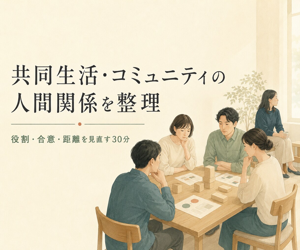 共同生活・コミュニティの人間関係を整理します 役割・合意・距離を分け、関わり方を一緒に見直します イメージ1