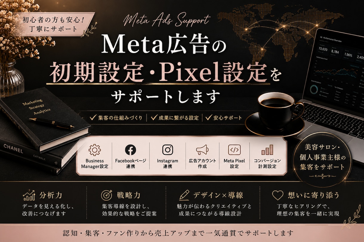 Meta広告初期設定サポートします 広告配信前の複雑な設定をまとめてサポートします イメージ1