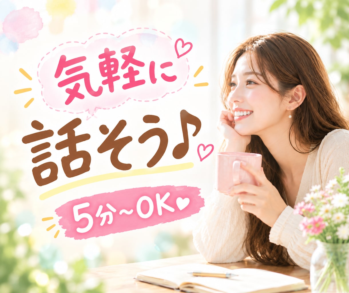 今すぐ！！話したい！ ！気軽に話せる相手になります 友達感覚｜リラックス｜おしゃべり｜雑談｜フリートーク｜世間話 イメージ1