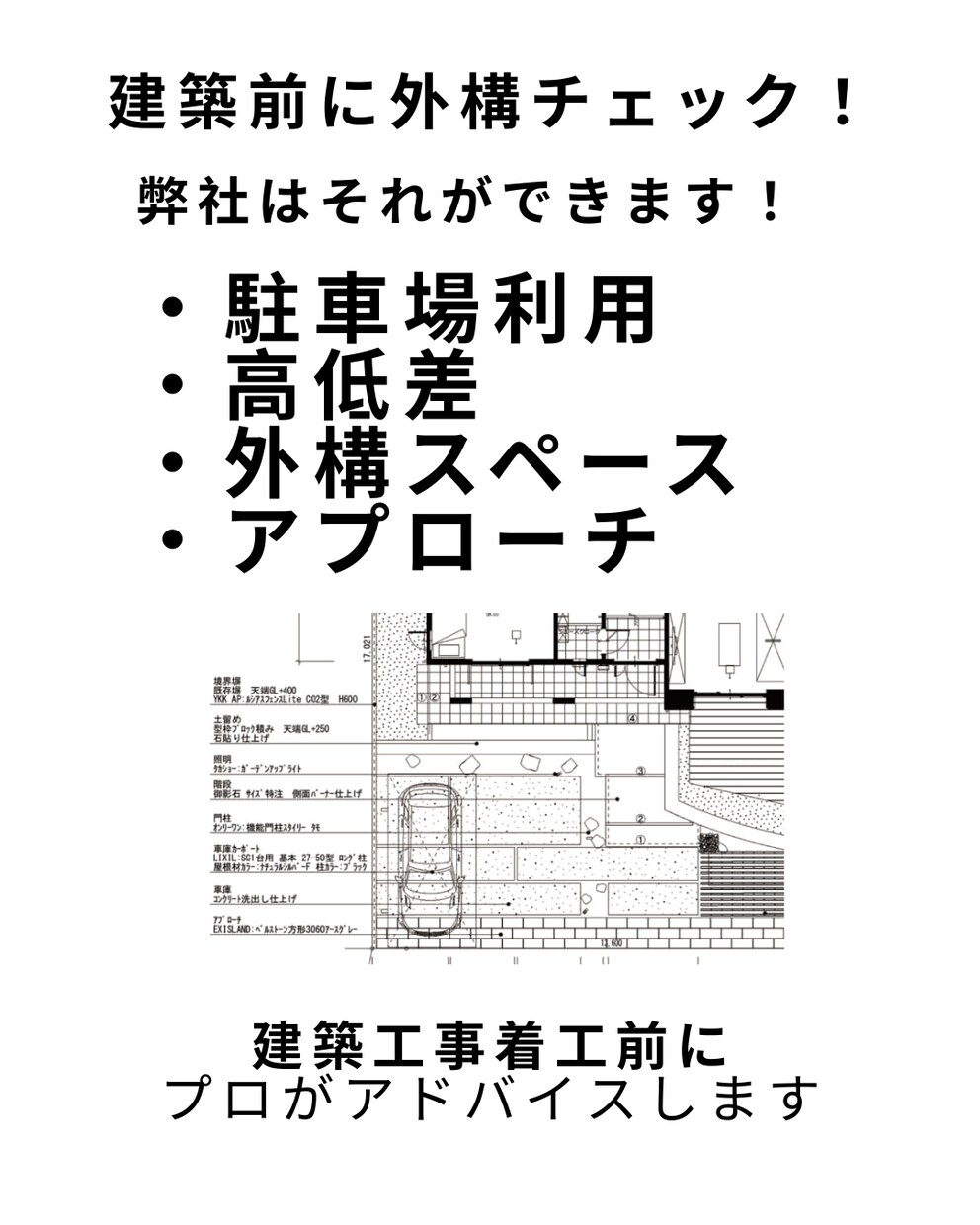 建築前チェック外構で後悔しないアドバイスします 住宅計画を外構の視点からチェックします現場調査以外は全国対応 イメージ4