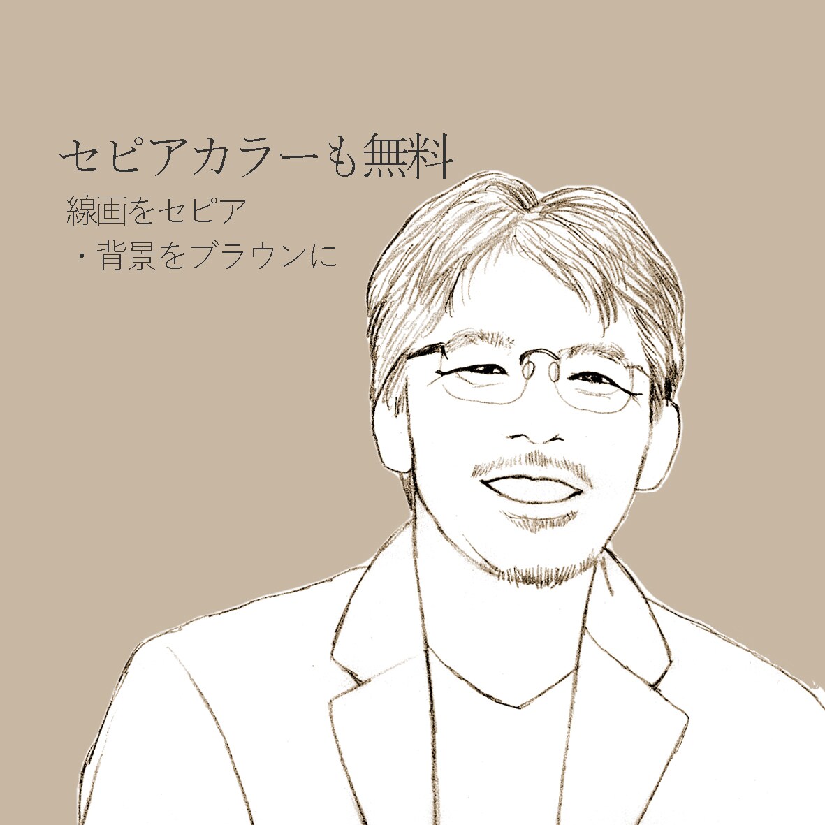 シンプル 鉛筆 線画｜写真から似顔絵描きます 手描きの優しい線画。お好きな色を２色まで。 イメージ3