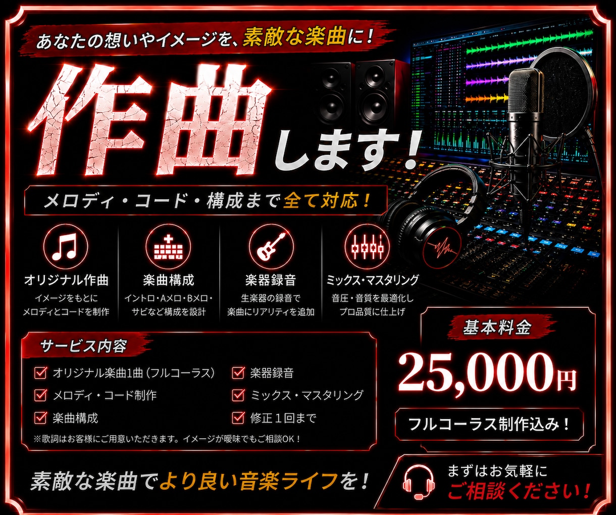 プロがオリジナル楽曲を作曲・編曲します あなたのイメージを形にします！ イメージ1