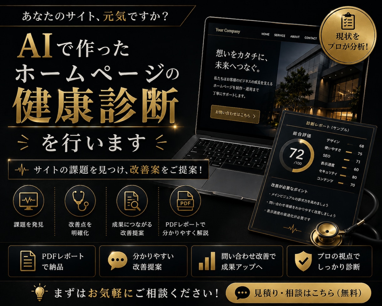 先着10名！AIで作ったホームページを診断します AI制作サイトの改善点を分かりやすく提案 イメージ1