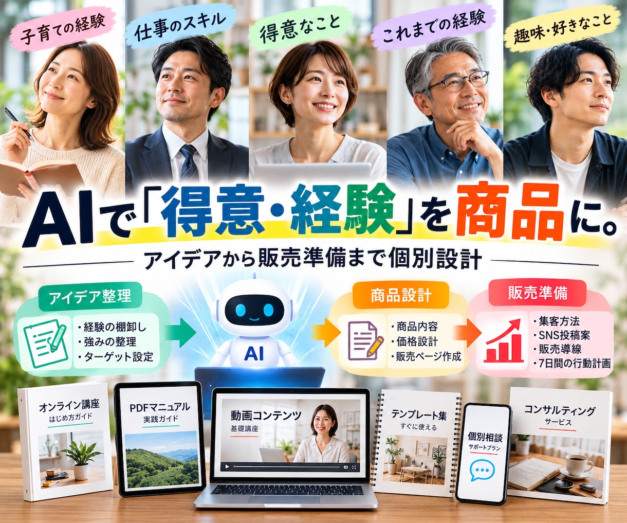 AIであなたの商品作りを一緒に考えますます あなたの経験や得意を小さな商品へ一緒に変えます イメージ1