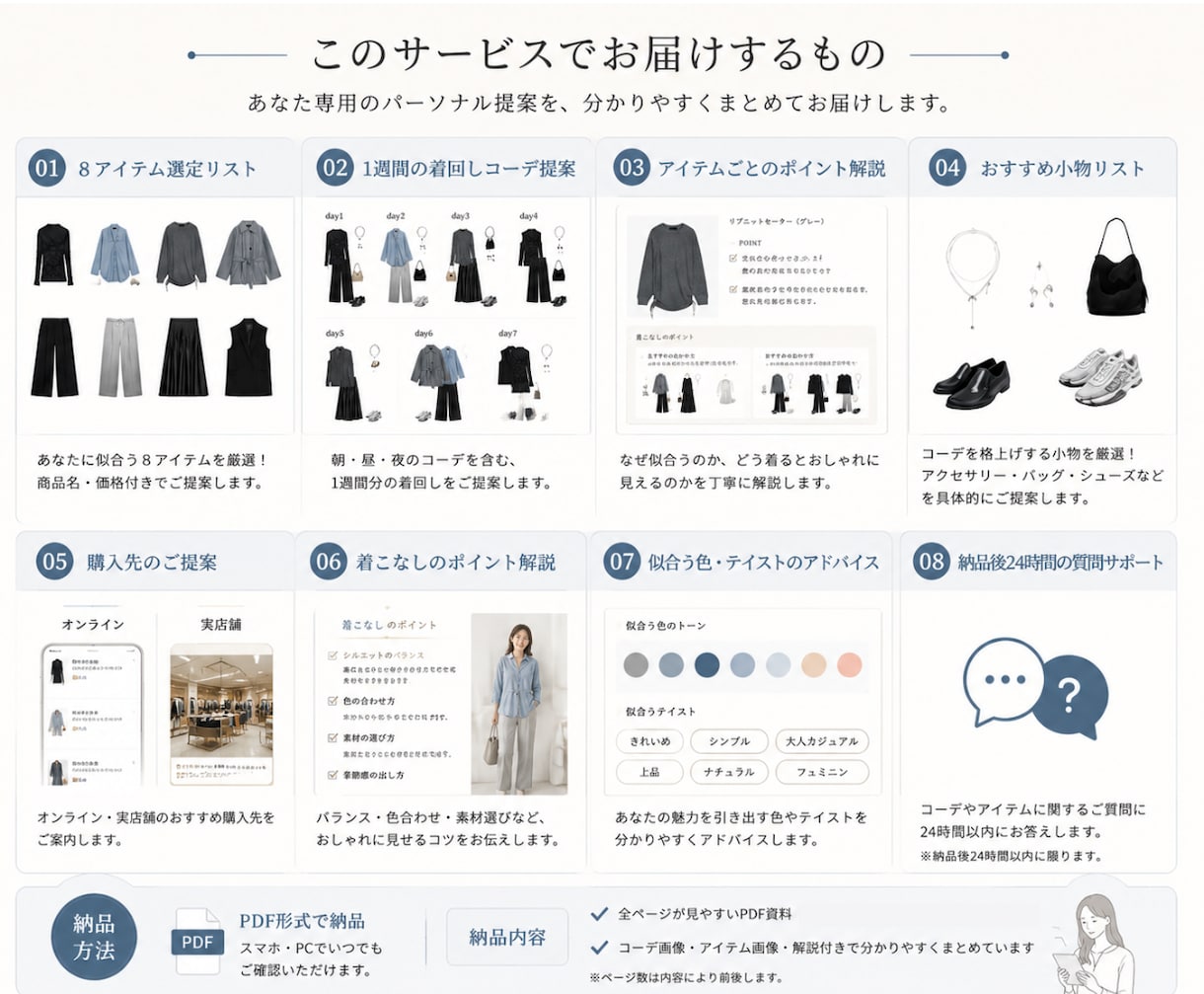 あなただけの一週間コーデをまるっと提案します パーソナルスタイリストにおまかせ！8アイテムの最強着回し術！ イメージ3