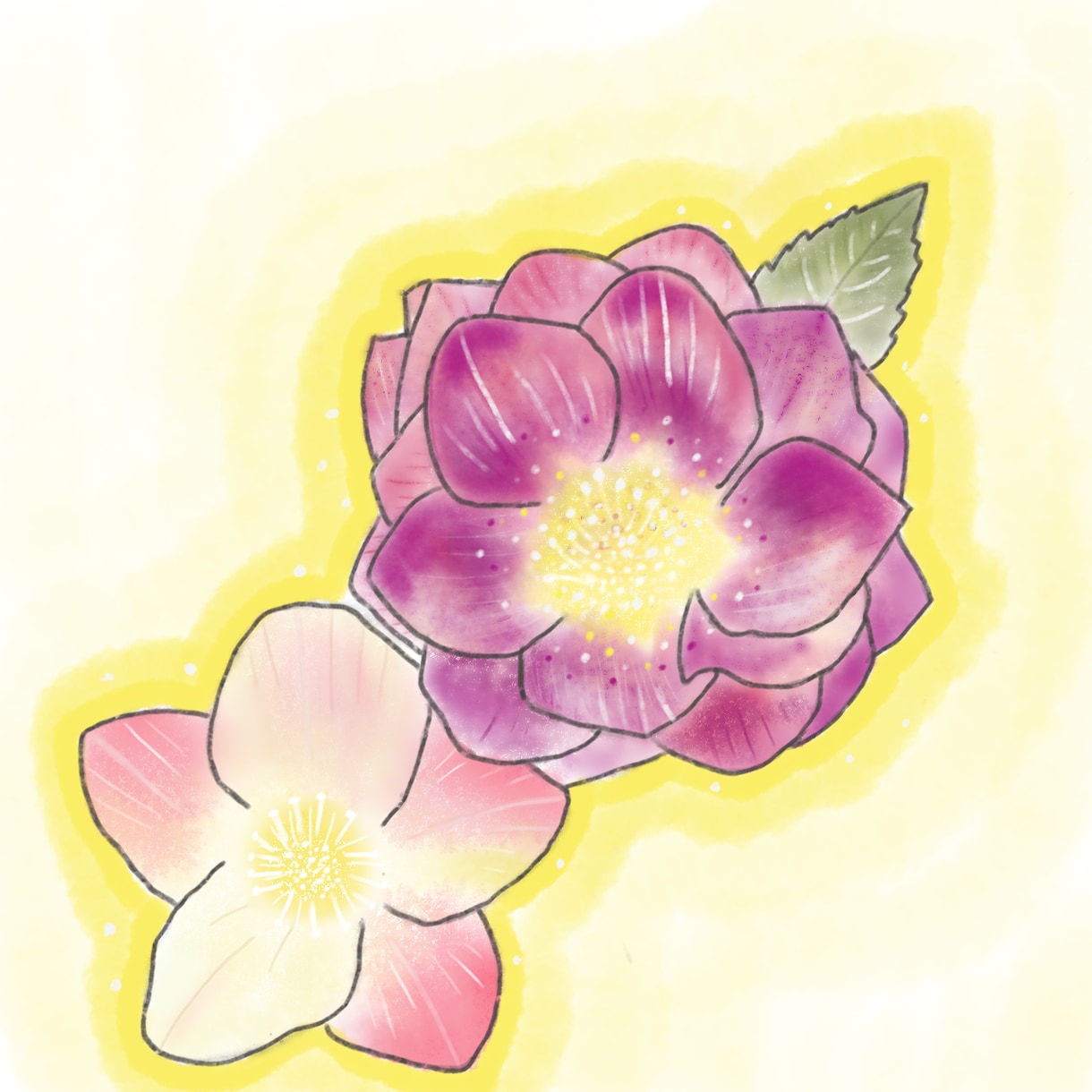 商用可！水彩で色鮮やかな花や草木をデザインします ゆるふわポップでキュートなキャラクターも描けます イメージ2