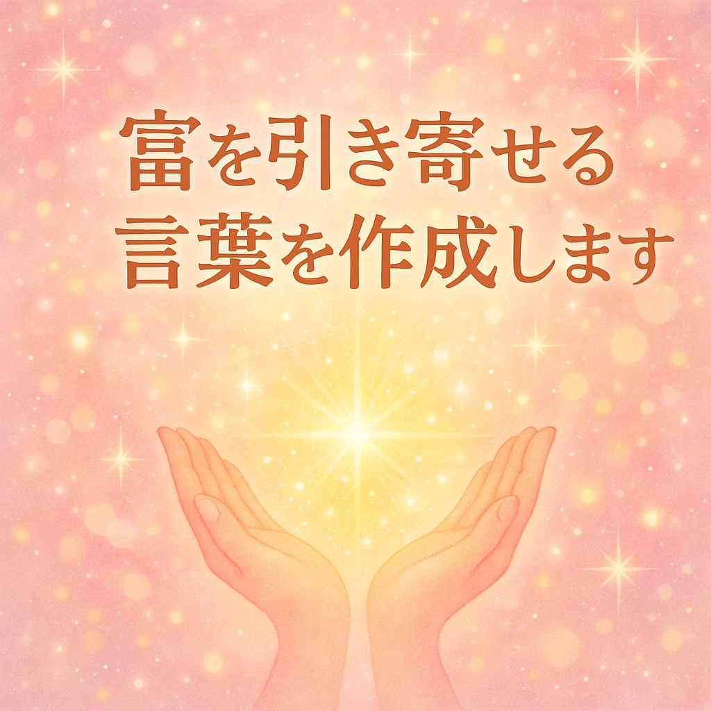 富を引き寄せる言葉を作成します 引き寄せの法則を使って、願望実現へ導く言葉を贈ります イメージ1