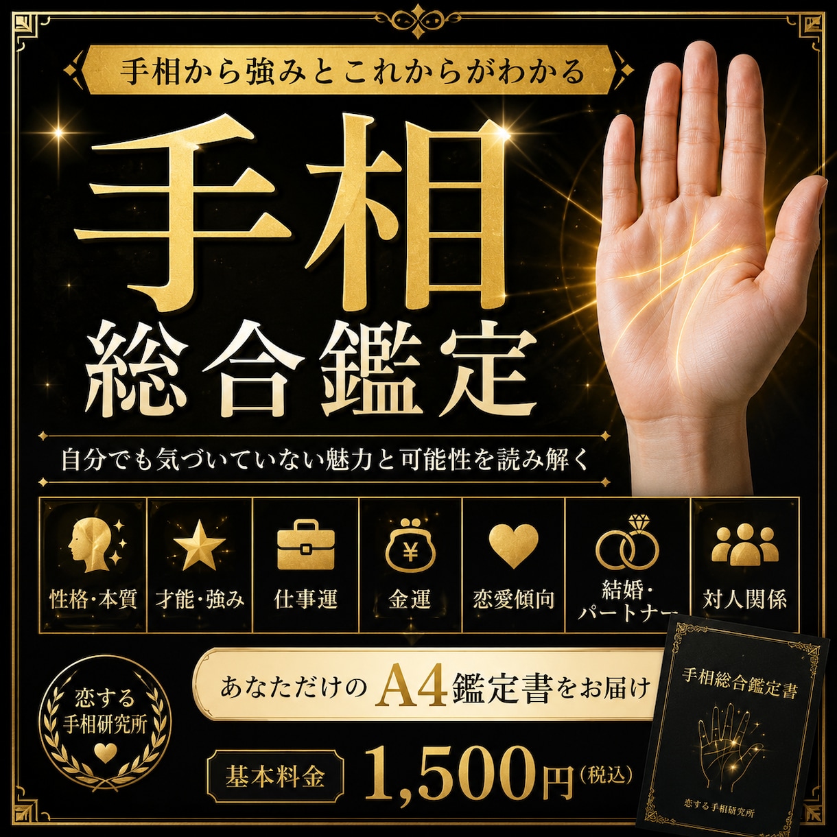 手相から性格・才能・これからを総合鑑定します 自分でも気づいていない魅力と可能性を丁寧に読み解きます イメージ1