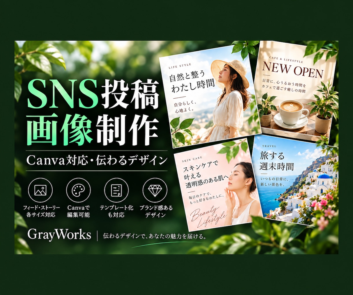 CanvaでSNS投稿画像と文章を制作します 画像１枚＋投稿文｜店舗・個人事業向け イメージ1