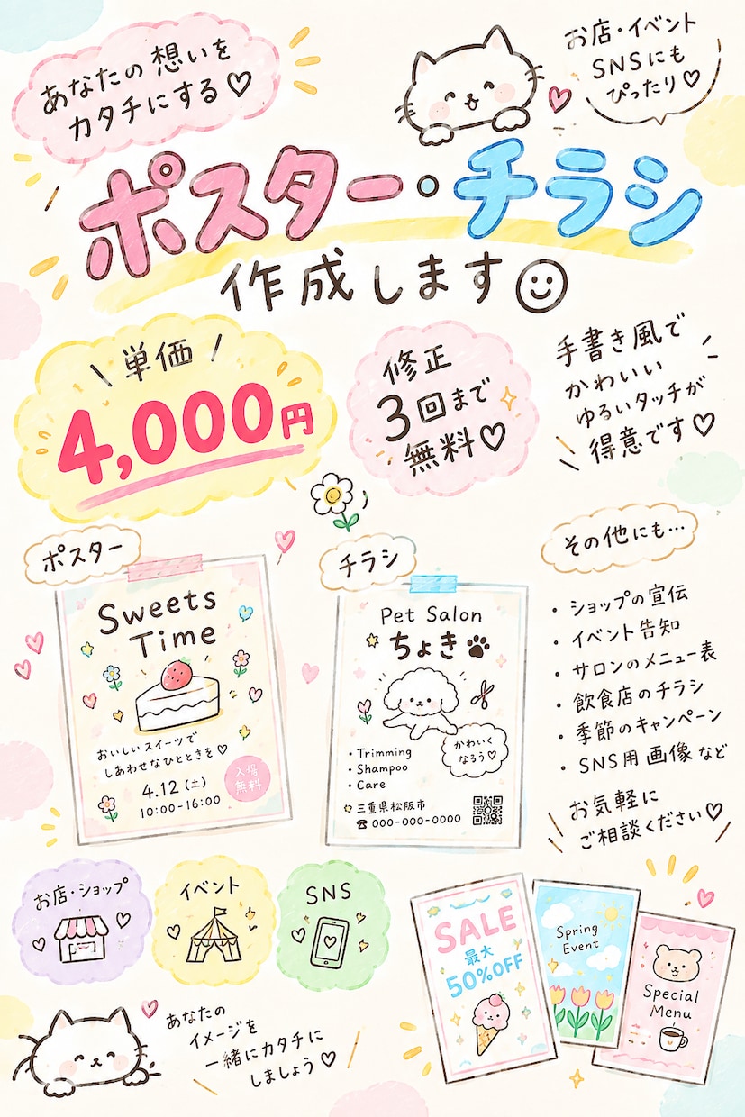 イベントチラシ、ポスターやパンフレット作成します かわいい、シンプル、おしゃれ、目を引くデザイン大歓迎 イメージ1