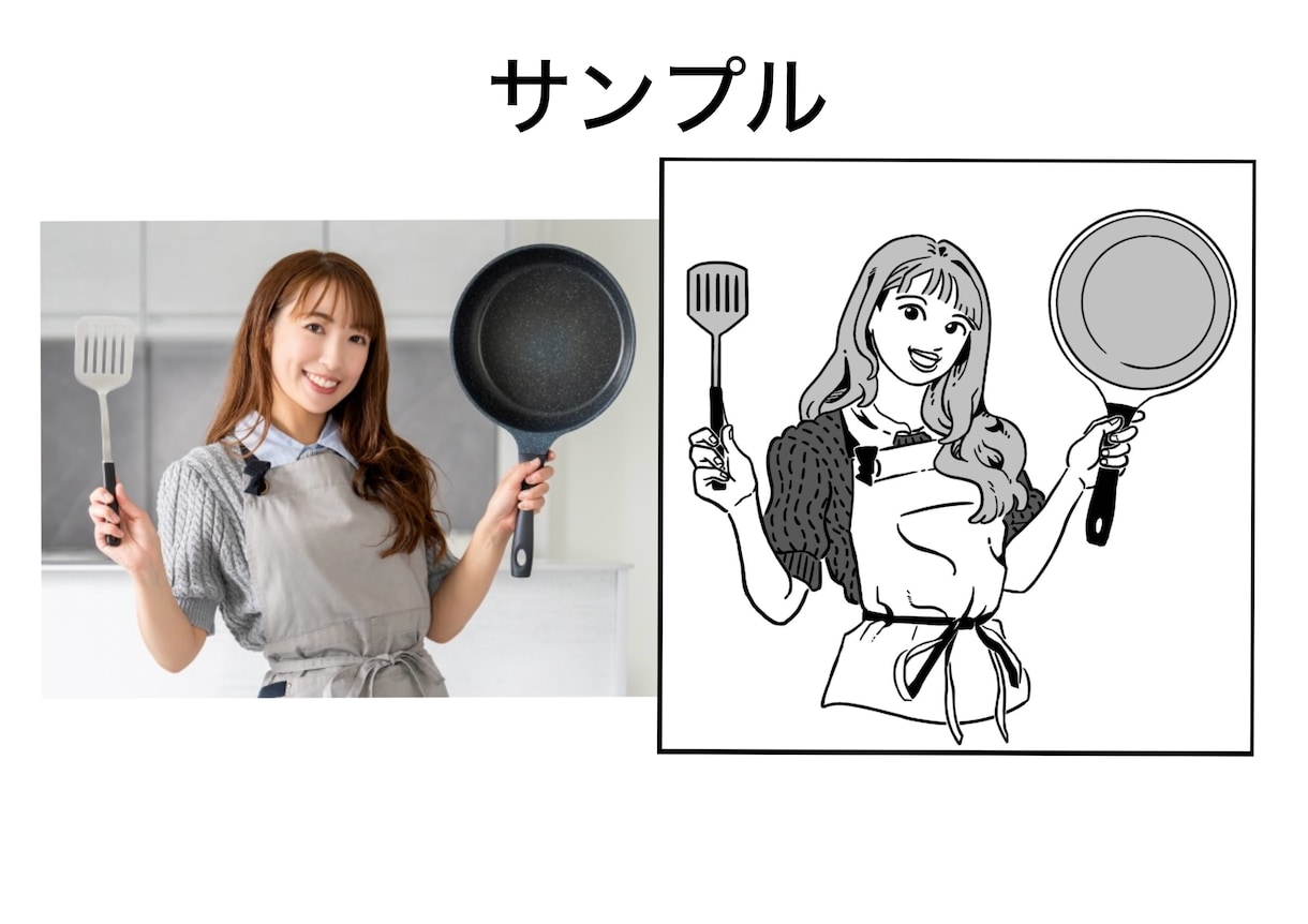 シンプル➕カジュアル　線画イラスト描きます 思い出、お気に入りの写真をイラストで特別な一枚にします。 イメージ2