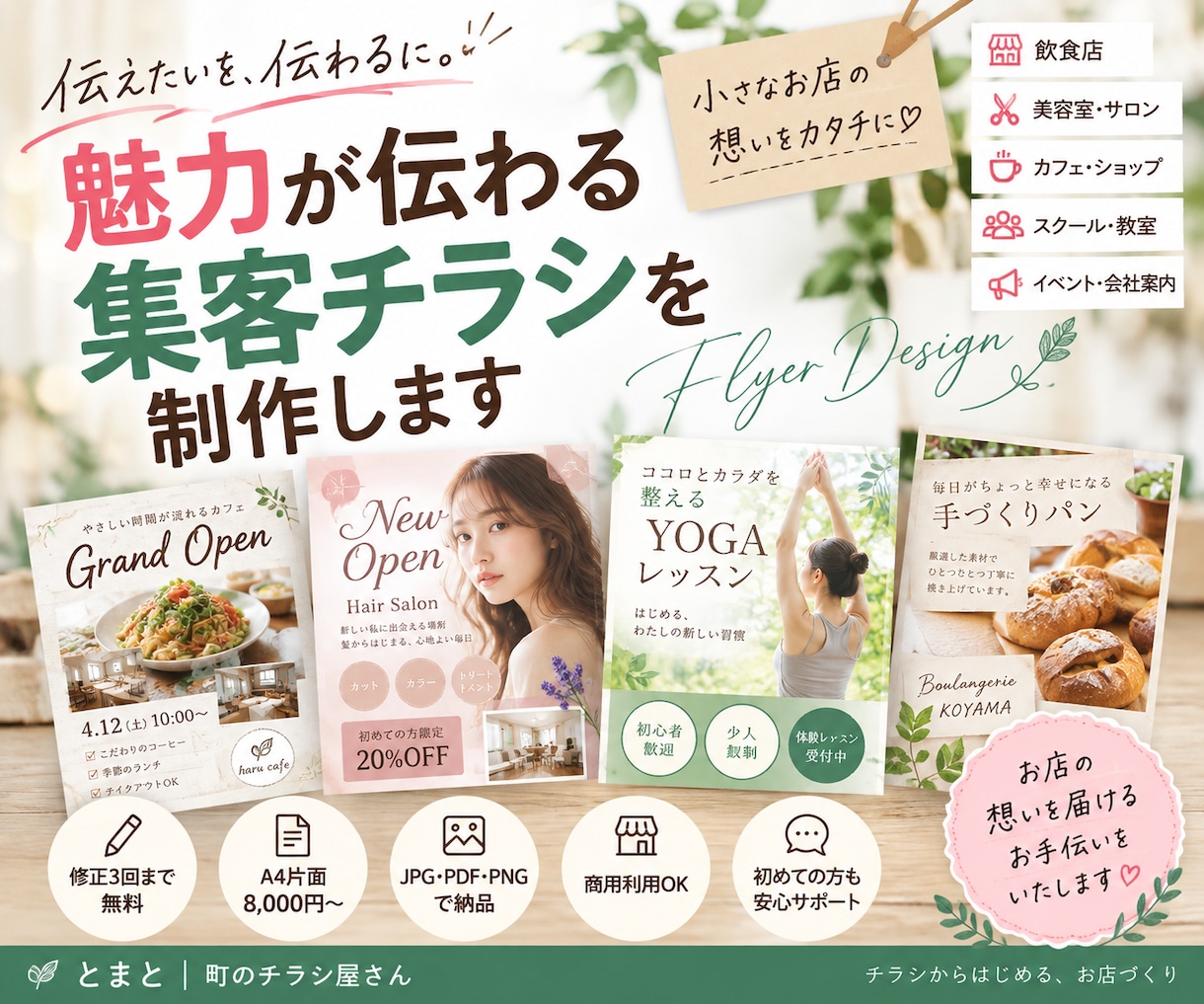 魅力が伝わる集客チラシを制作します 個人店・小さなお店の集客チラシを制作します イメージ1