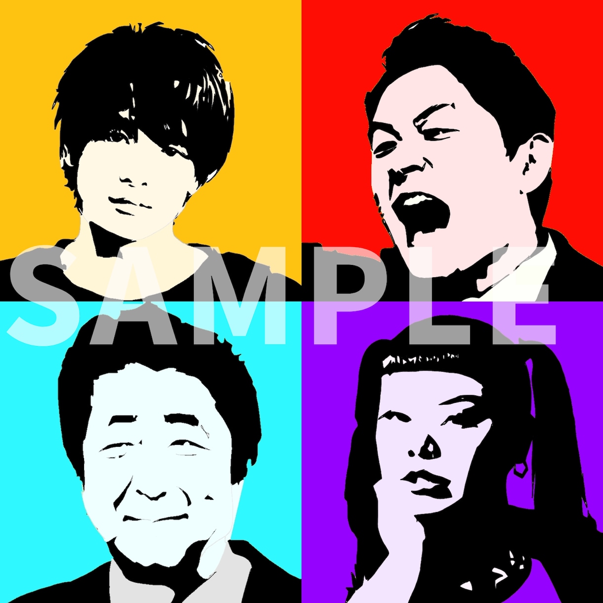 シックでシンプルな影絵のような似顔絵を描きます 顔画像を元に2色であなたの個性を全面にアピール イメージ2