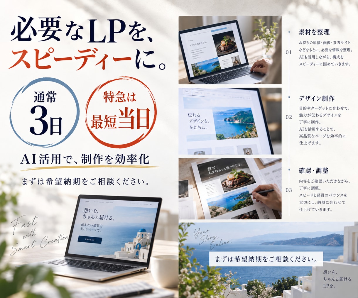 AI活用で短納期のLPを制作します 通常3日が目安｜原稿・デザイン・実装まで対応 イメージ2