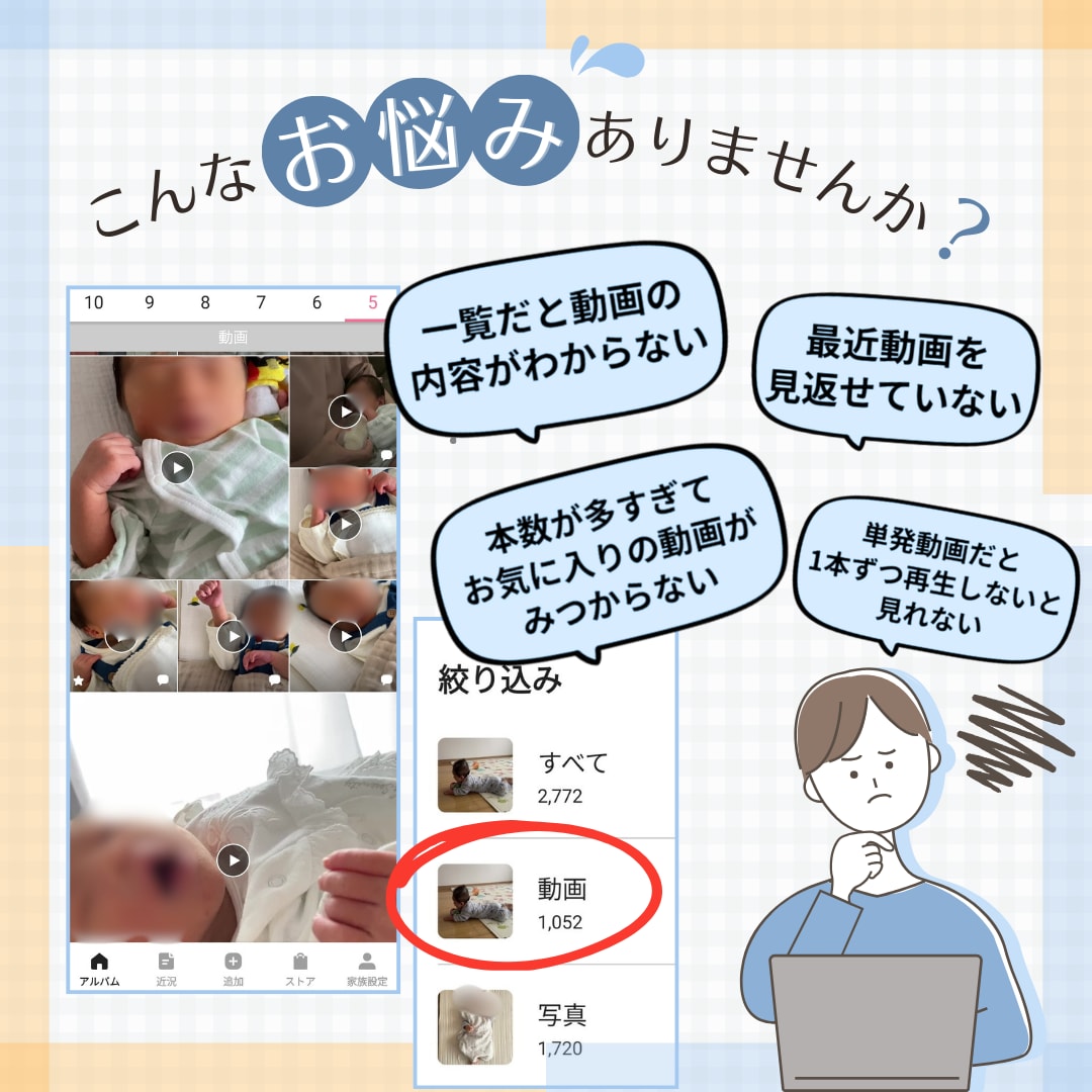 動画編集者が子育て動画を整理しアルバム化します お宮参り・七五三等の撮影データ歓迎。祖父母へのプレゼントへ◎ イメージ2
