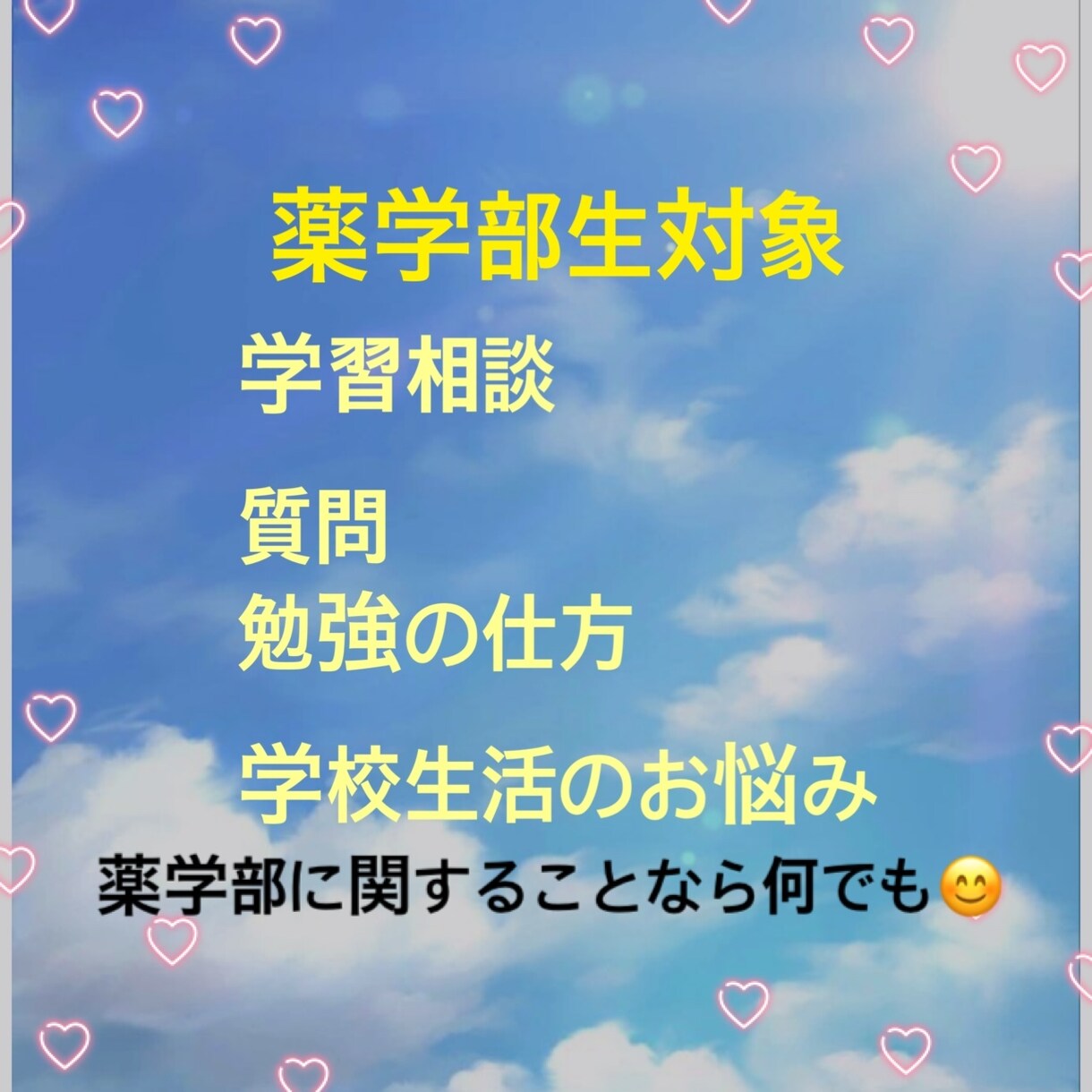薬学部生対象　勉強教えます ⭐︎全科目の質問対応⭐︎勉強方法から学校生活でのお悩みまで イメージ1