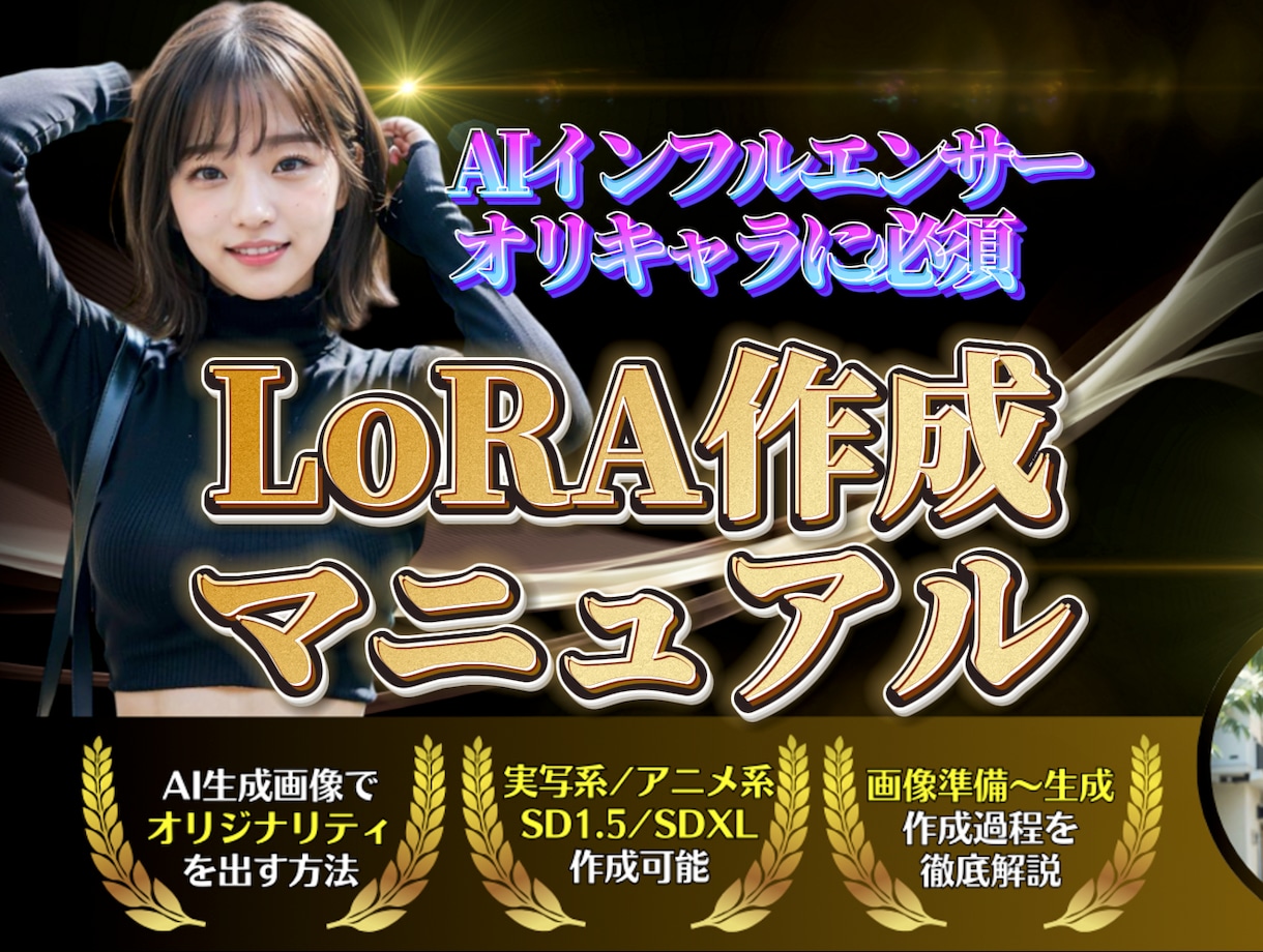 AI美女・イラストの顔固定LoRAの作り方教えます ✅AIインフルエンサー・モデル作成に必須スキル イメージ1