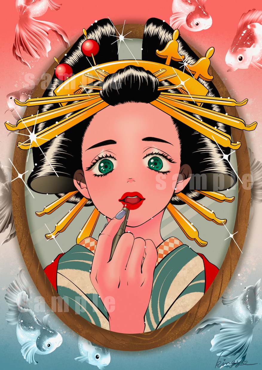 豪華絢爛な和の世界を描きます 伝統にポップを添えて。令和の艶を描く一枚です イメージ4