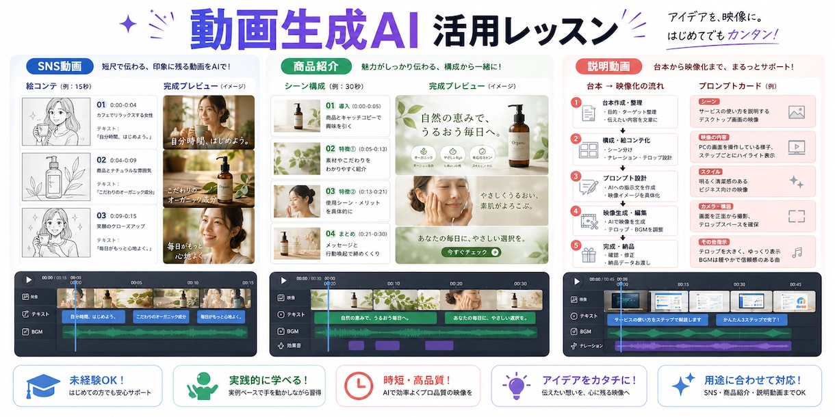 ココナラ最安値｜動画生成AI教えます 動画生成AIの使い方を基礎から教えます イメージ1