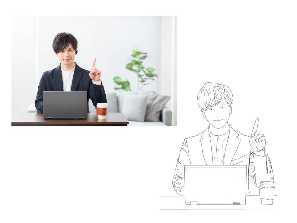 商用OK！最短１日納品可！線画の似顔絵、描きます 急ぎのイラストが欲しい方！挿絵、名刺、アイコンにどうぞ。 イメージ6