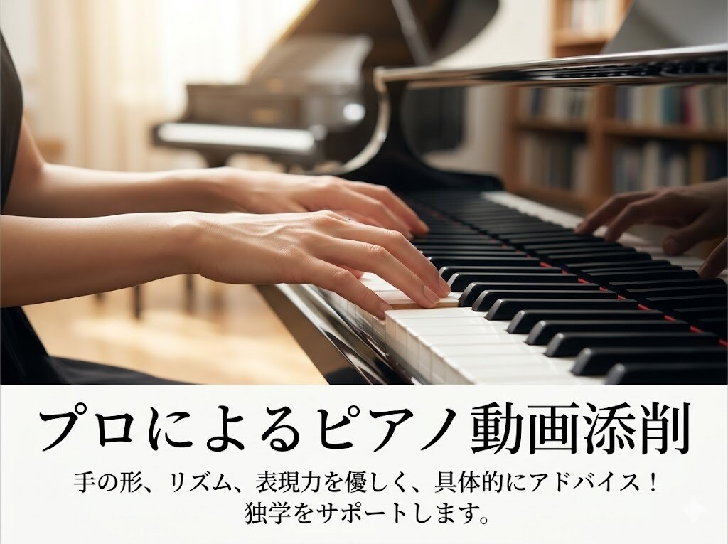 初心者歓迎！ピアノ演奏動画を添削いたします プロの視点で弾き方のコツを伝授！独学の伸び悩みをスッキリ解決 イメージ1