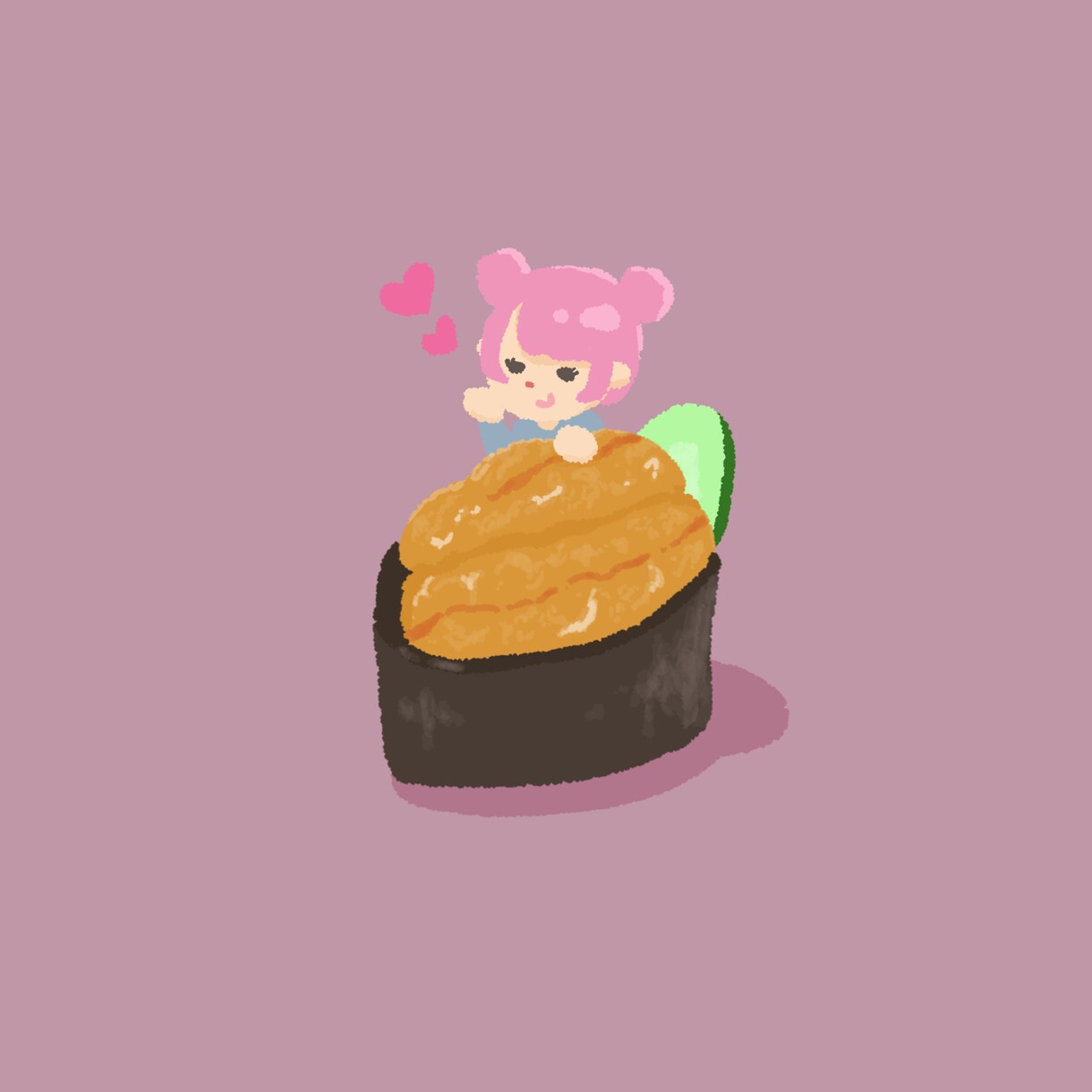 お寿司と自画像のイラスト(アイコン)描きます お好きな食べ物と自分を前面に出した、自分だけのアイコンをˊ˗ イメージ3