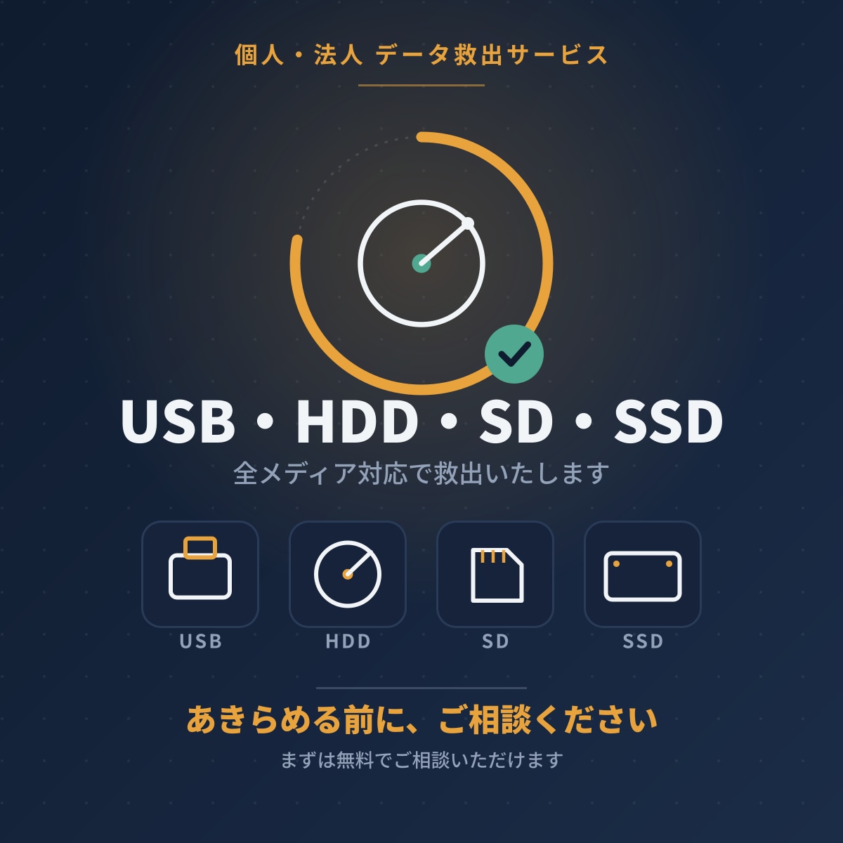 失ったデータを救出します USBメモリ・SD・HDD等各種記憶媒体のデータを救出します イメージ1