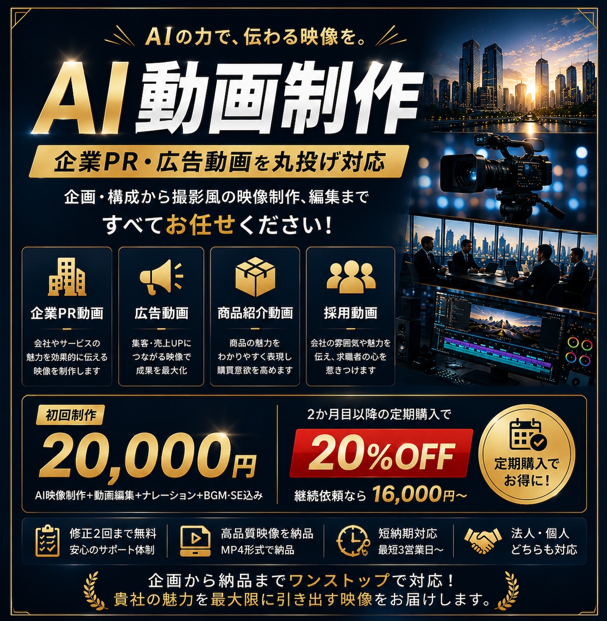 丸投げ対応_ AI動画で魅力を伝えます 企業PR・広告動画をAIで高品質に制作 イメージ1