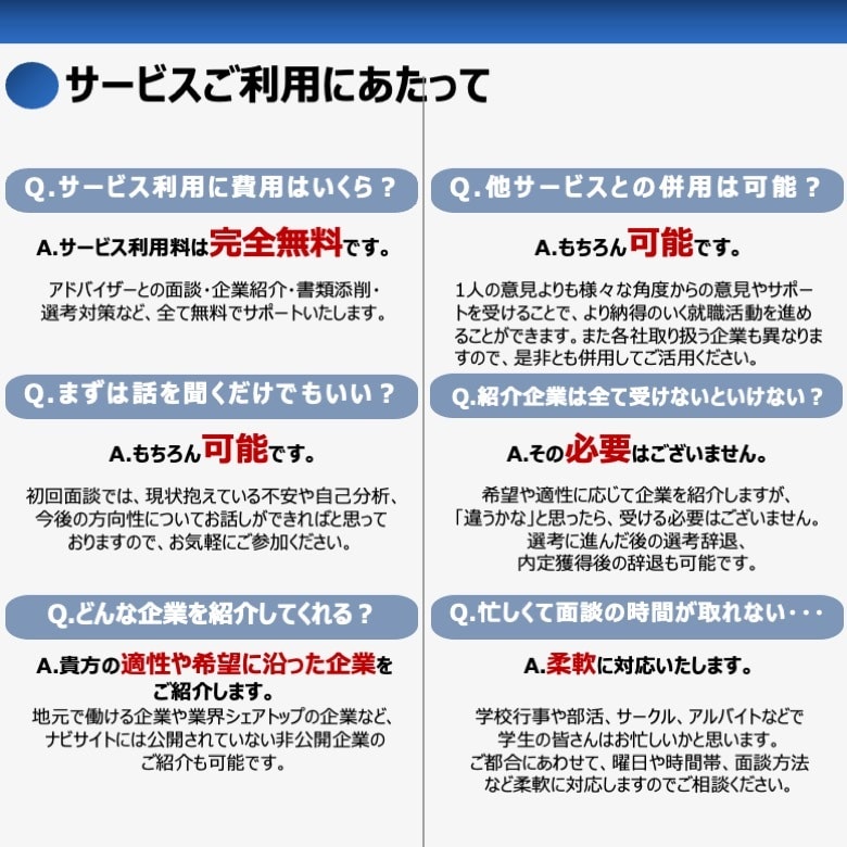 新卒就職・転職活動全般をサポートします 自己分析のお手伝いや資料の添削、面接対策などフルサポート イメージ3