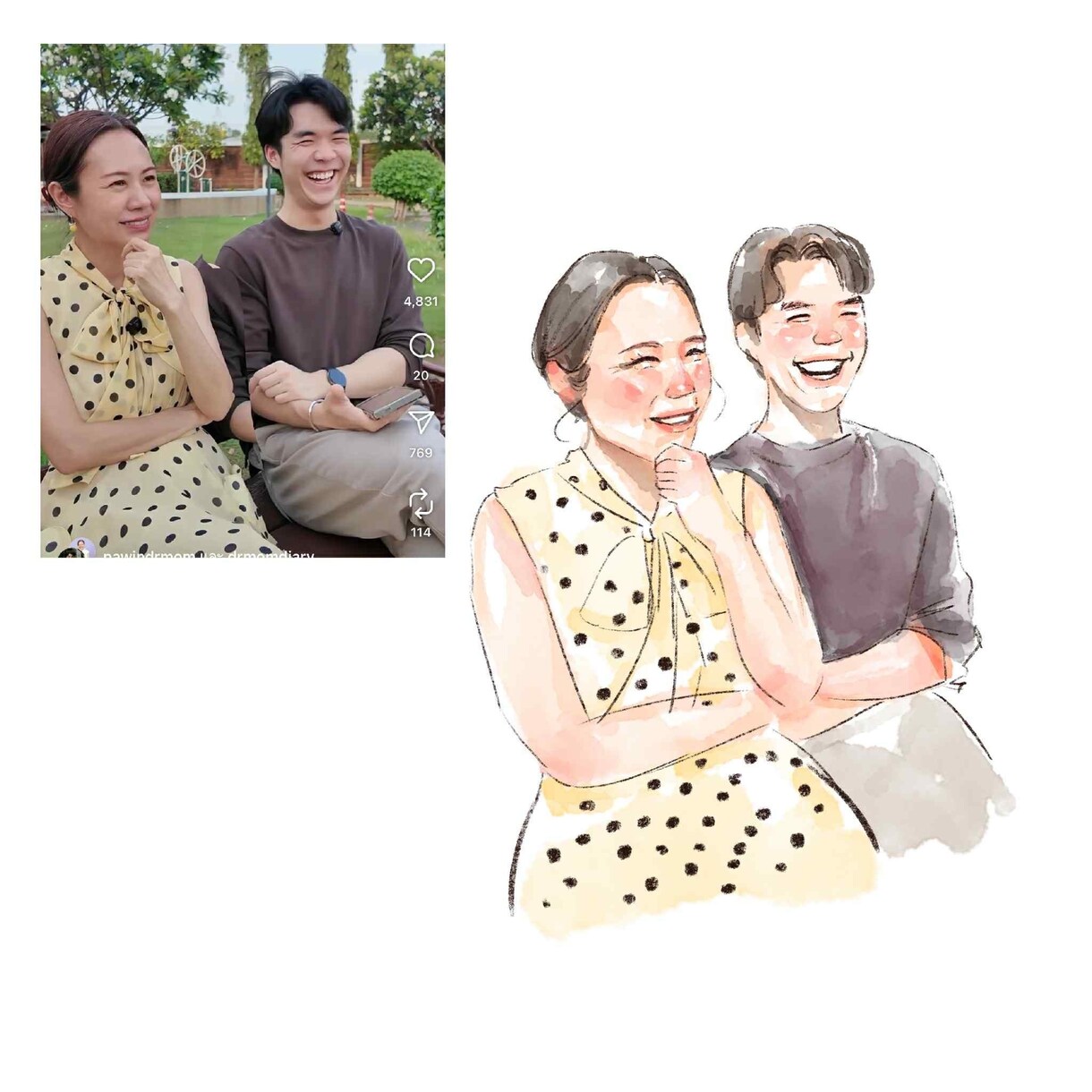 即納品！写真をもとにデジタル水彩似顔絵を描きます 【シンプルプラン】素敵な写真をより鮮やかに仕上げます✨ イメージ4