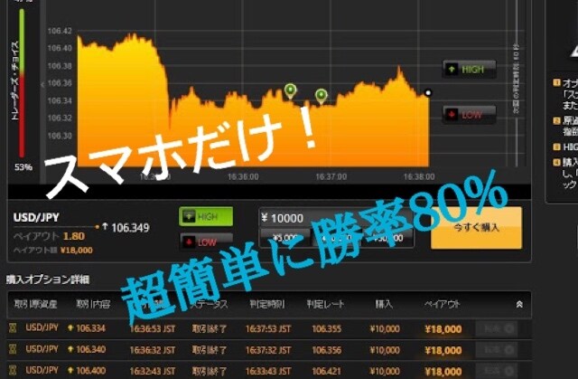 バイナリーオプション方法教えます 誰でも超簡単にスマホだけで！！★ イメージ1