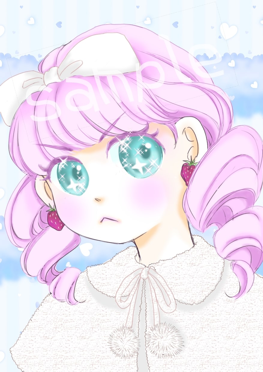 レトロかわいい人物イラスト描きます アナログ風のタッチで昭和っぽくエモいアイコンはいかがですか イメージ6