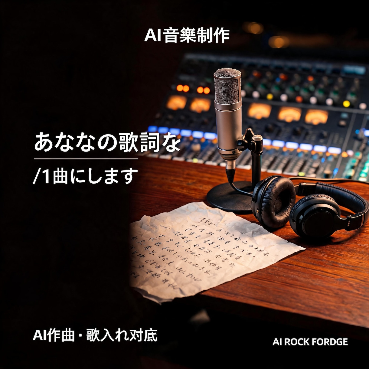 あなたの歌詞をAIでオリジナル楽曲にします 歌詞はあるけど作曲できない方へ｜歌入り音源を制作します イメージ1