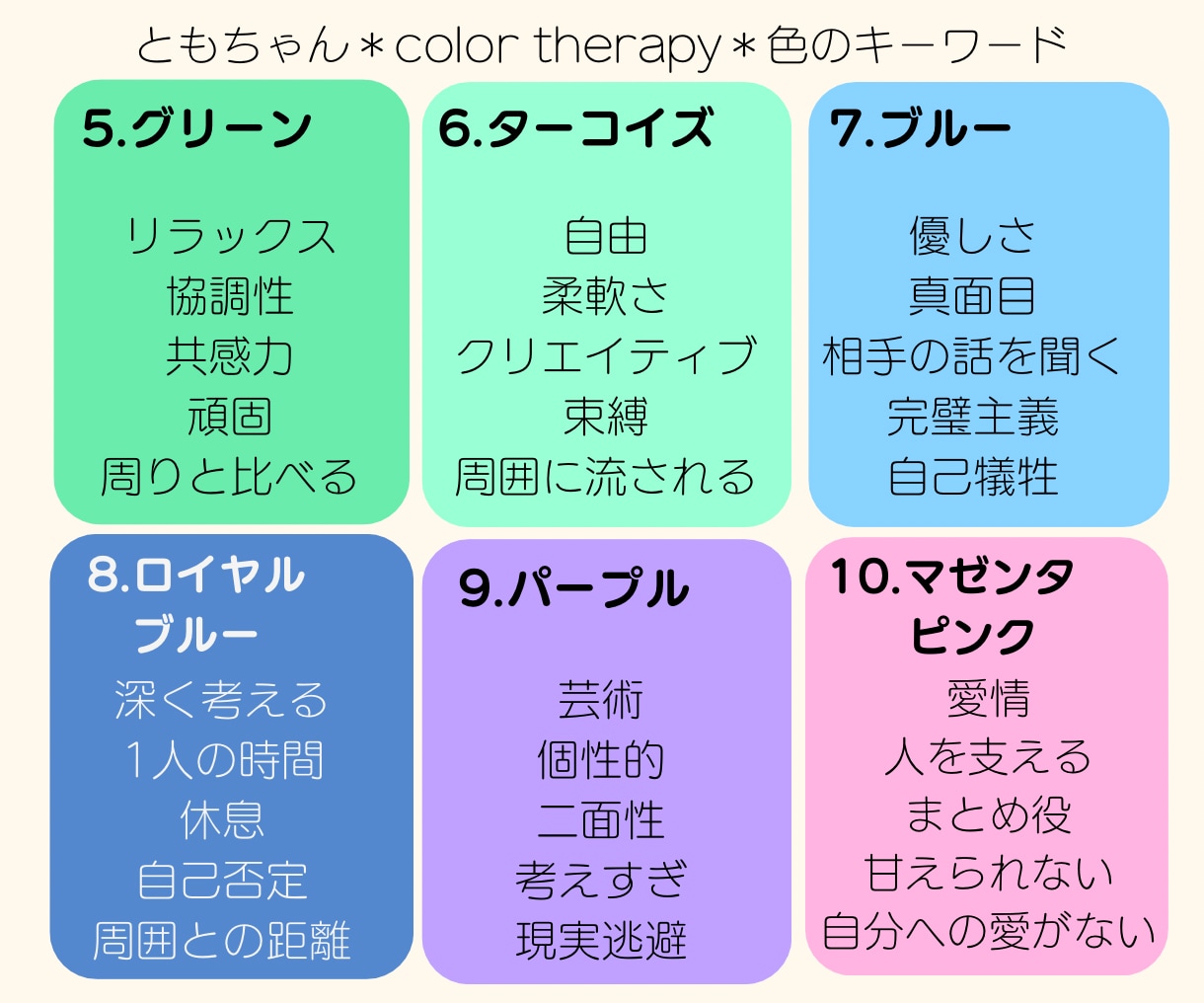 選んだ色から、本当の自分を探すお手伝いをします 自分らしさ（性格・価値観）を探して、自信が持てるようになろう イメージ6