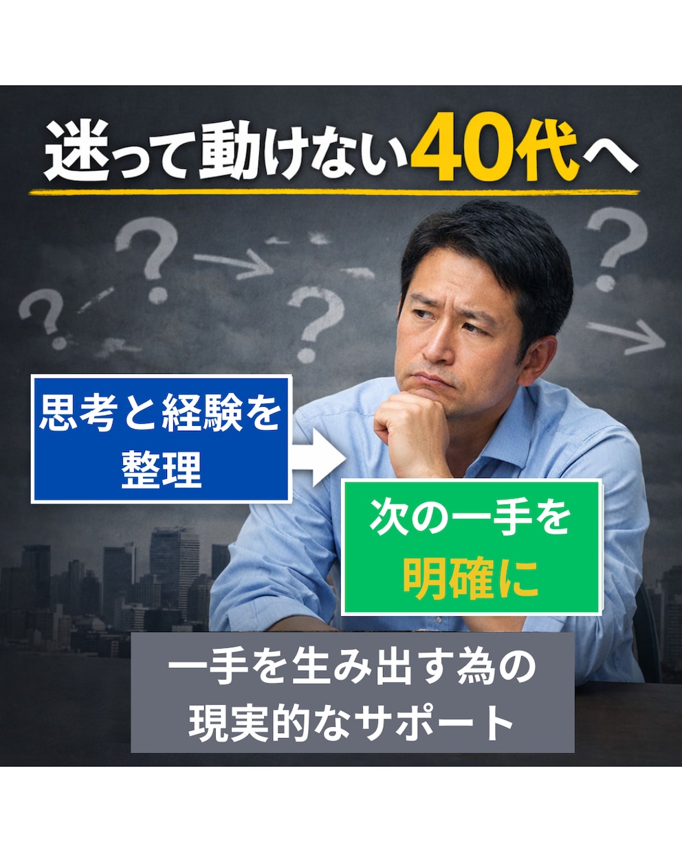 迷って動けない40代へ｜次の一手を整理します 頭の中を整理して次に進む方向を一緒に見つけます イメージ1