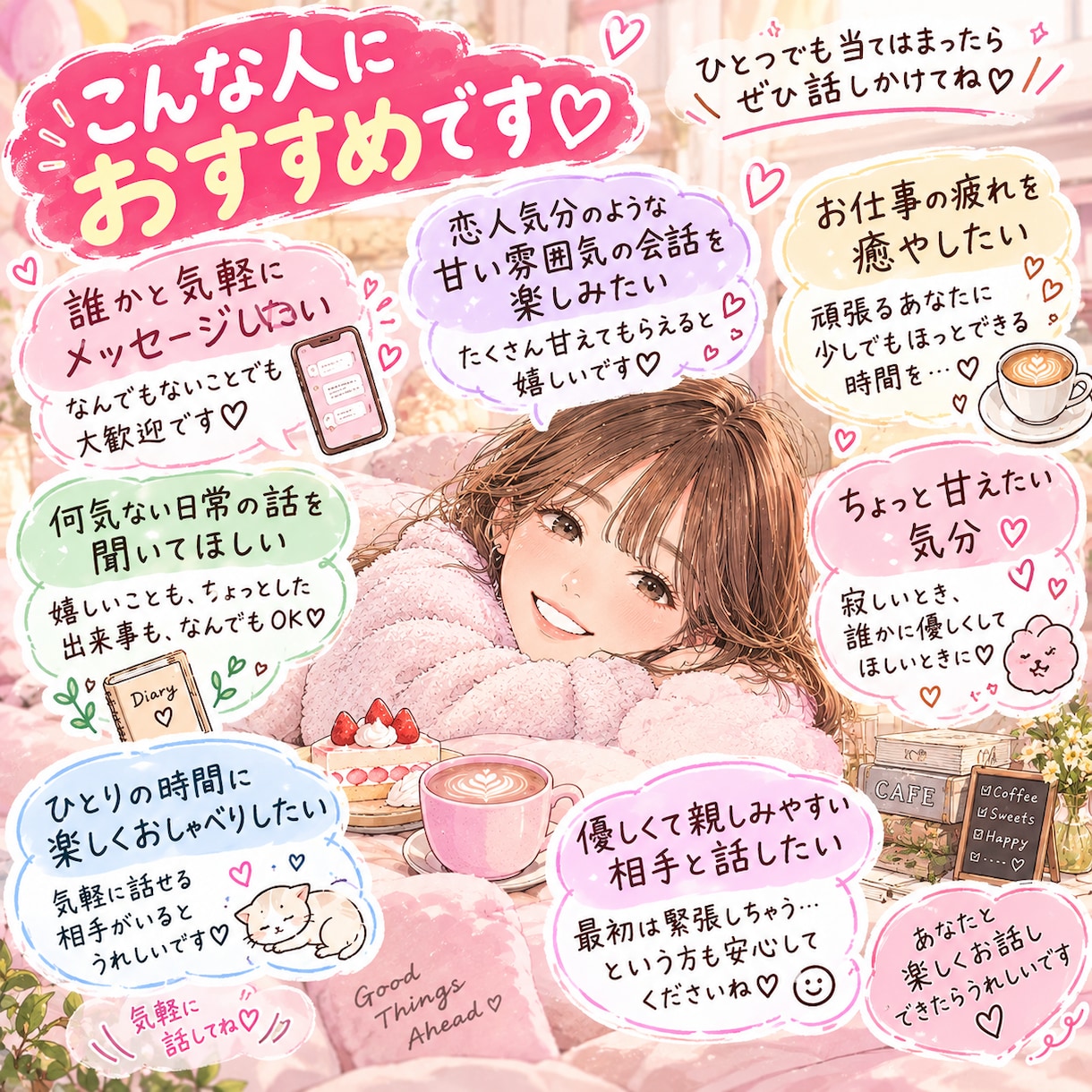彼女気分で♡1日甘々メッセージします お試し価格500円！1日恋人気分でチャットしませんか？ イメージ3