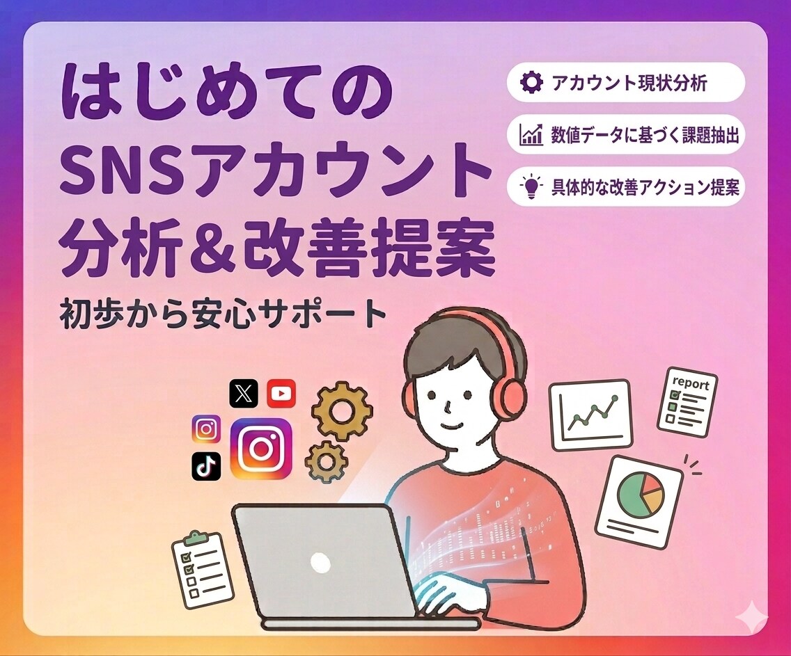 SNSアカウント分析＆改善提案を行います Instagram・TikTok・YouTubeを分析 イメージ1