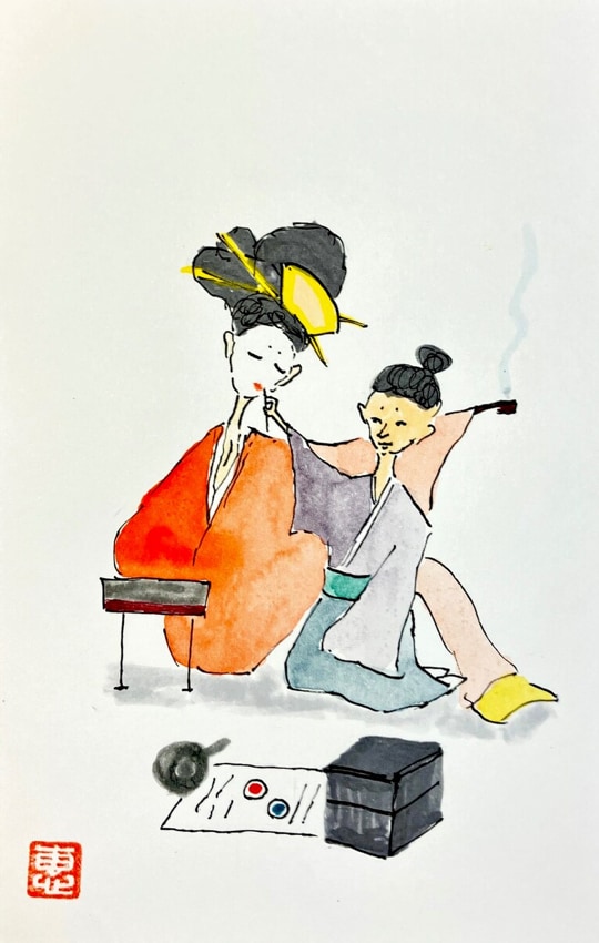 総実績7千件★浮世絵風に水彩で前世や守護霊描きます 美術系占い師がお客様を守る「見えない存在」を絵にします イメージ8