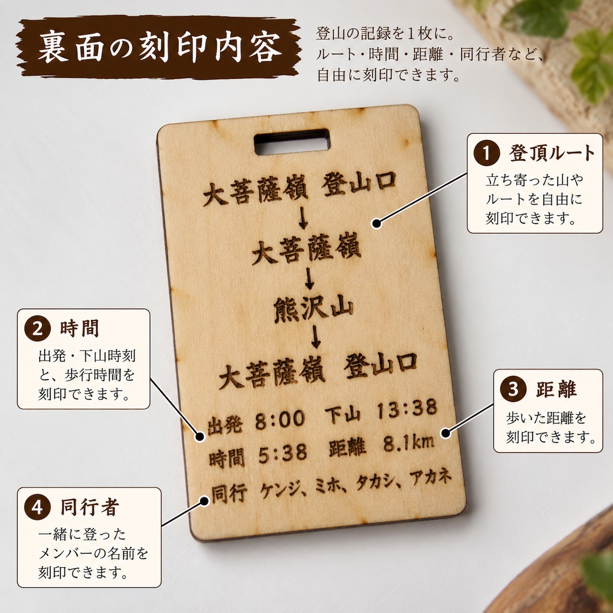 登頂記念の木札をオーダーメイドで制作します 登った山と思い出を、世界にひとつの木札に イメージ5