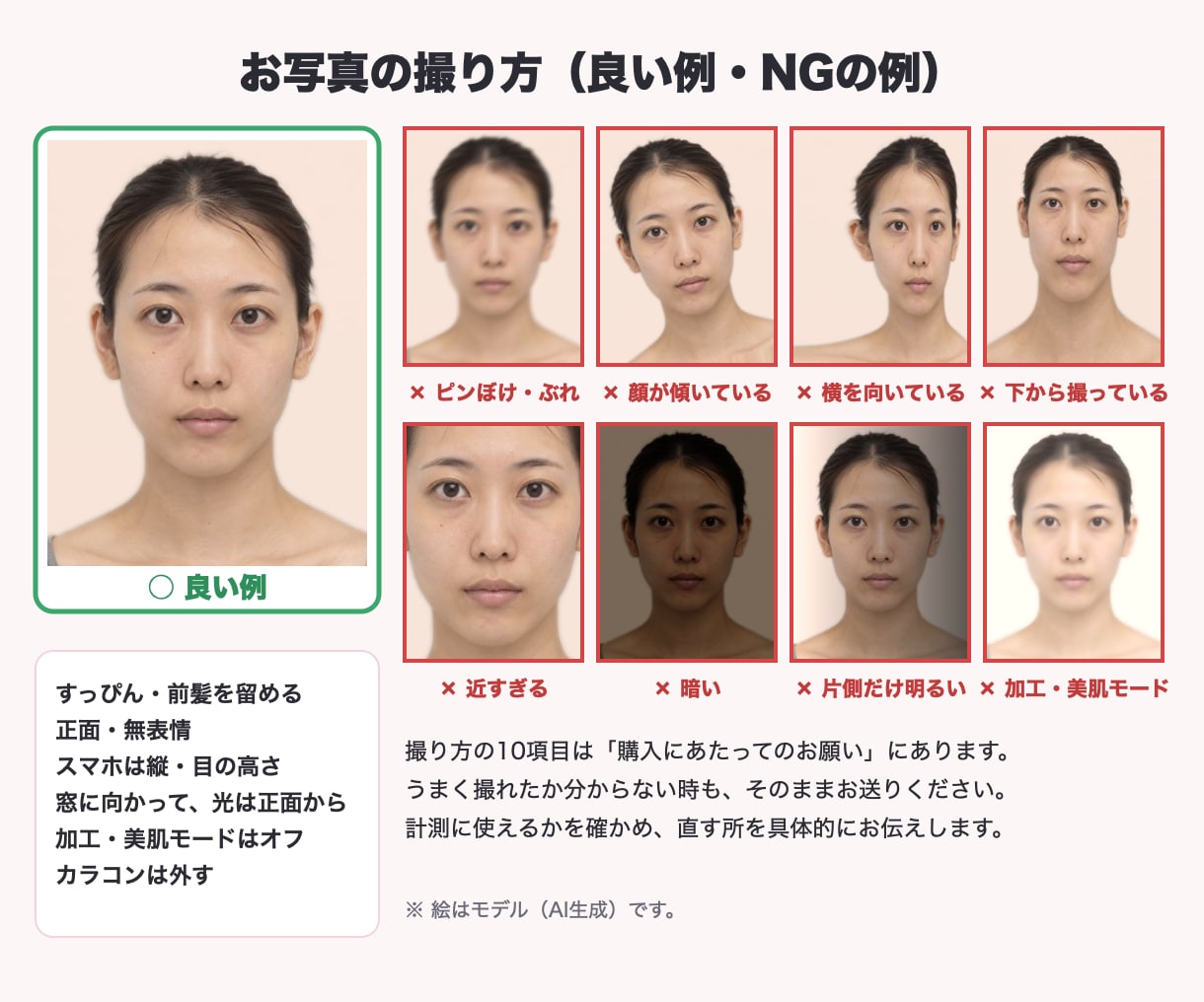 似合うメイクが分かる、あなた専用カルテを作ります 眉・前髪・チークの位置を写真に書き込み｜3日以内 イメージ6