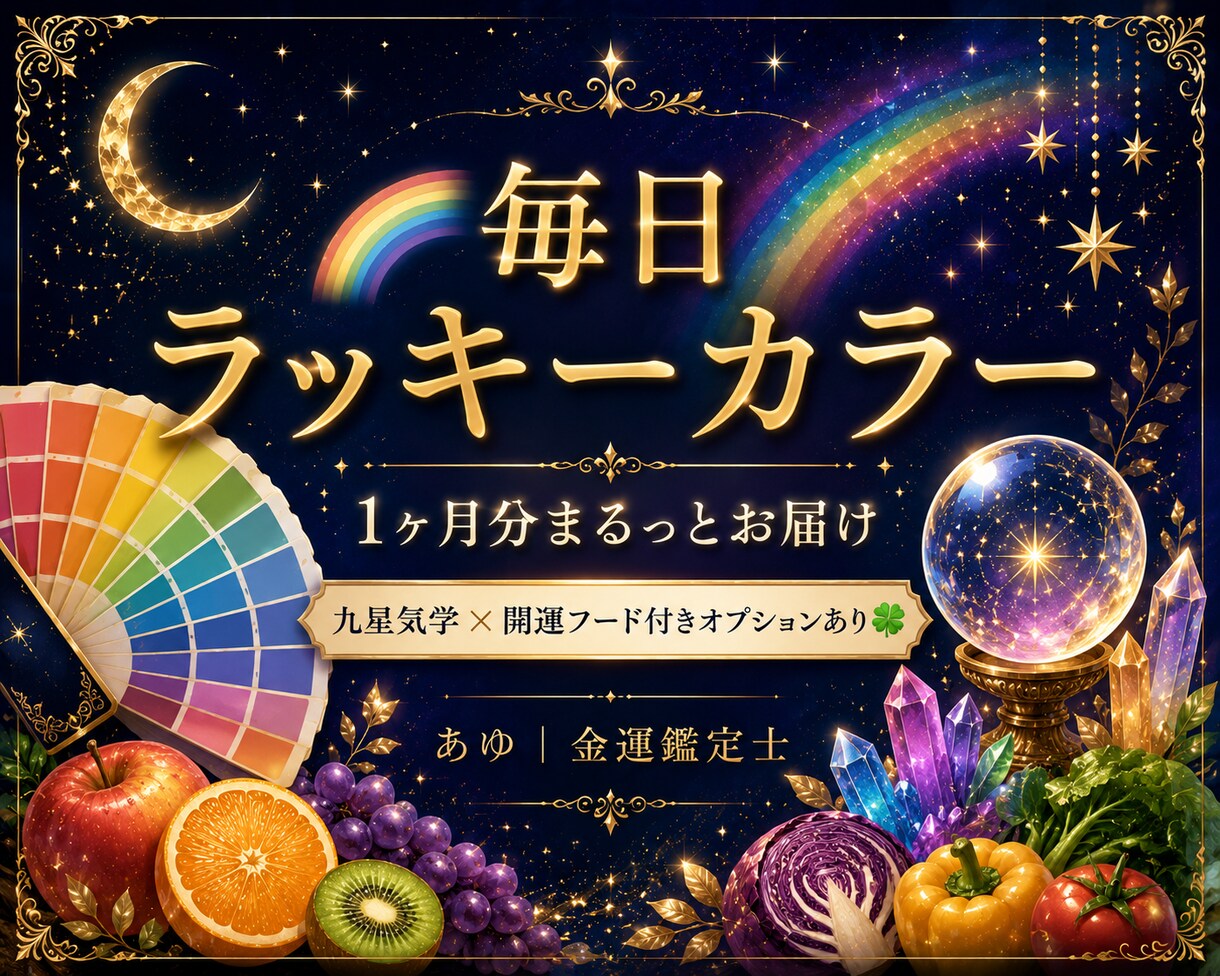 1ヶ月分の毎日ラッキーカラーをお届けします 九星気学であなただけの開運色教えます。 イメージ1