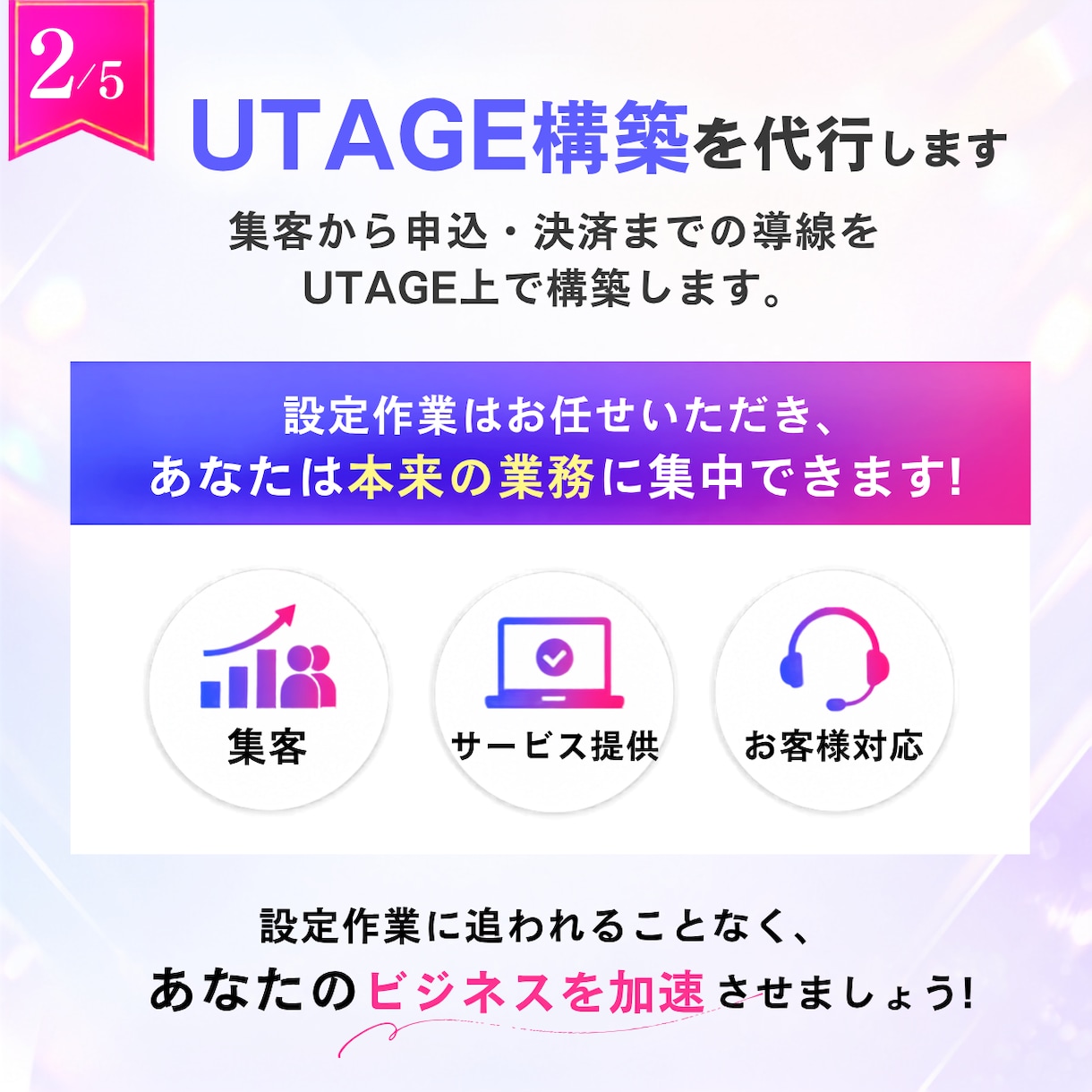 申込みにつながる!売れる導線を構築します UTAGE構築実績25件超|集客〜決済まで構築します イメージ3