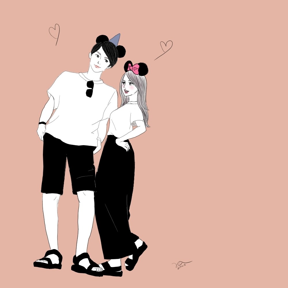 おしゃれカップルに♡ラブラブ似顔絵描きます (´∇｀)アイコンや、記念日や恋人へのプレゼントに☆ イメージ4