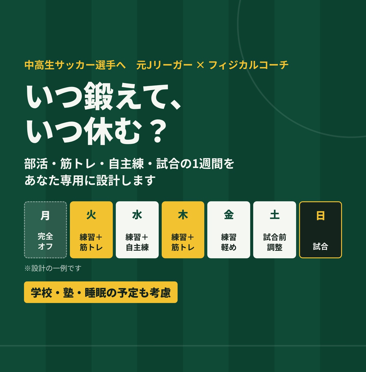 部活と筋トレを両立する1週間を設計します いつ鍛え、いつ休むかを元Jリーガーが整理 イメージ1