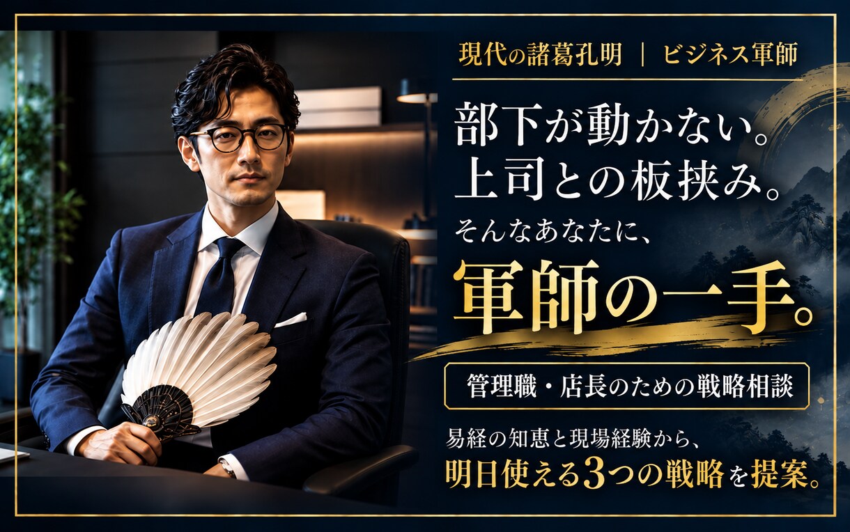 店長・管理職の悩みに軍師が具体策を提案します 部下・上司の板挟みに。明日使える3つの戦略を イメージ1
