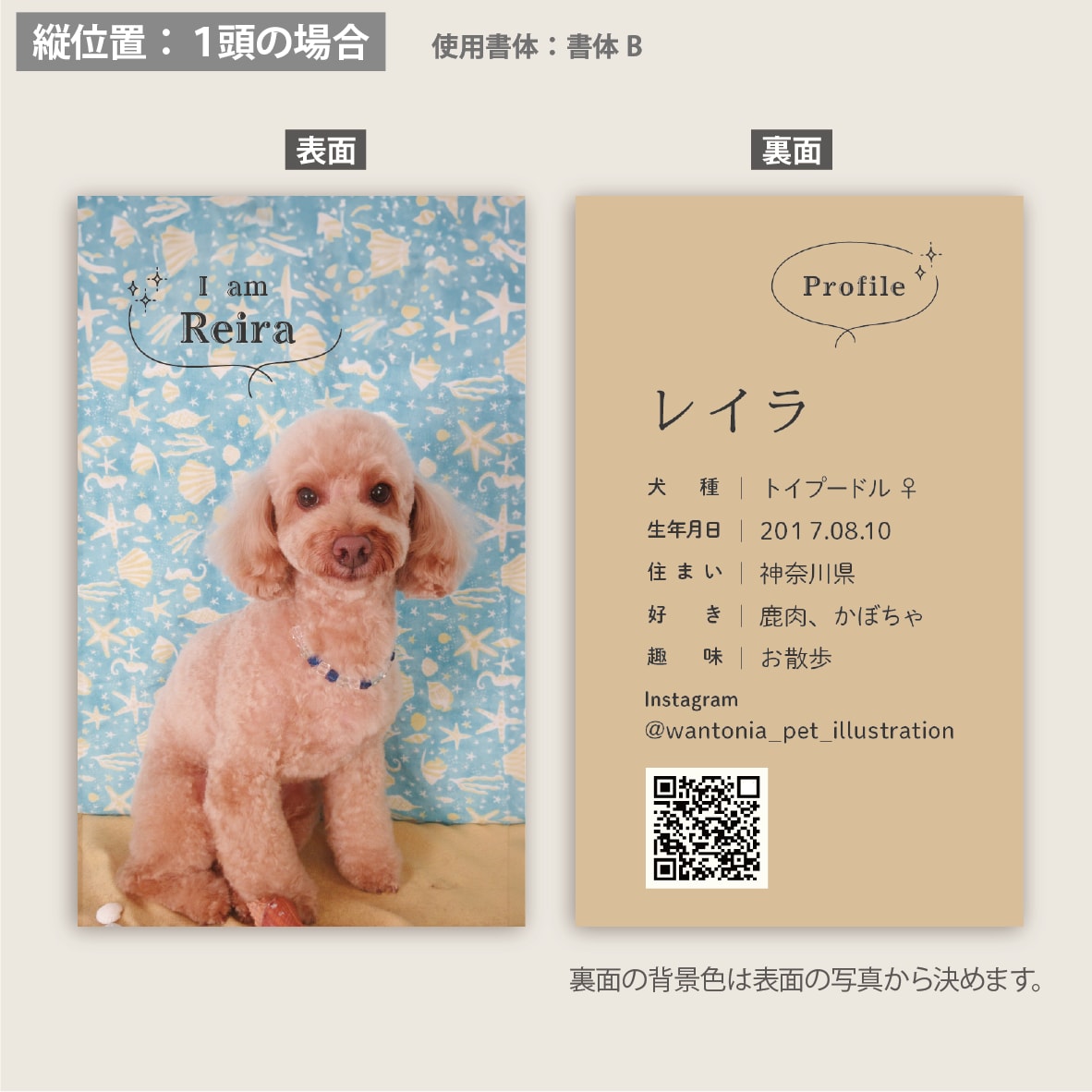 ペット・うちの子名刺をお気に入り写真で作成します デザイナーへのセミオーダーで両面印刷100枚送料込 イメージ2