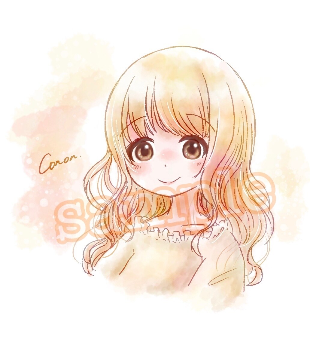 水彩風のふんわり可愛い女の子を描きます アイコン・イラストカットなどに♪水彩タッチの優しいイラスト イメージ2