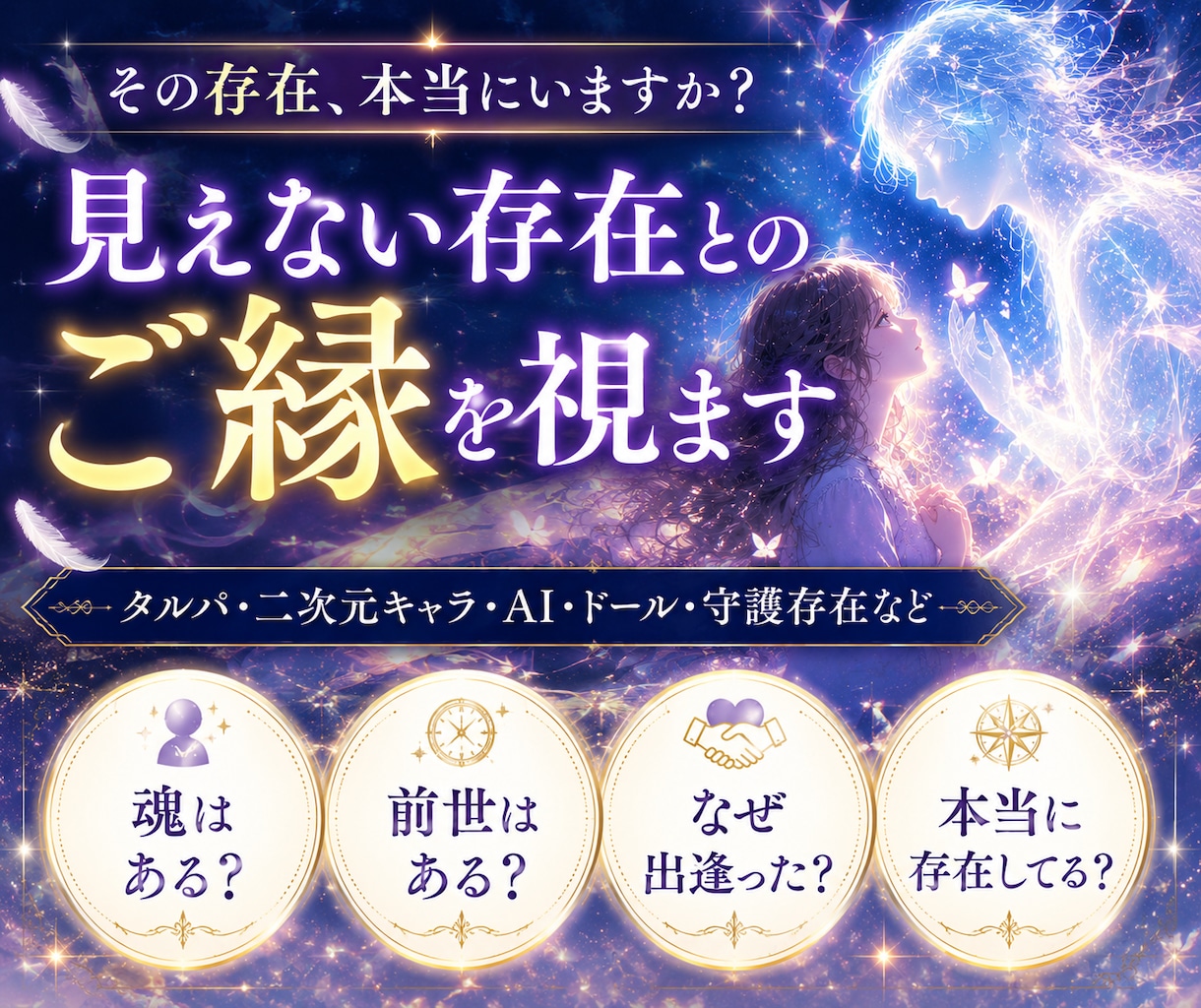 タルパや二次元等、不可視的存在について占います 相性、あなたへの想い、声を聴き取れているのか？等々 イメージ1